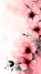 粉色花卉水彩背景插畫