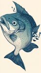 手繪藍綠色斑點大魚插畫
