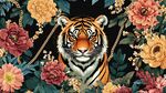 老虎與繁花的夢幻插畫