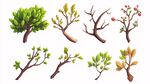 多樣樹木枝干插畫素材