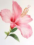粉色木槿花精致插畫