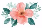 粉色花卉與綠葉插畫