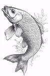 躍起的鯉魚手繪圖案