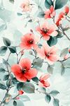 水墨風(fēng)盛開的嬌艷紅花朵