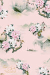 水墨風(fēng)花鳥(niǎo)花卉無(wú)縫圖案