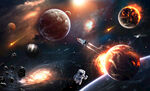 外太空太陽(yáng)系宇宙星球火箭背景墻