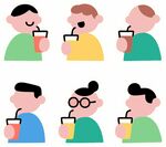 人物飲用飲料插畫