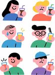 多樣人物手持飲品瞬間