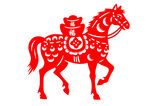 剪紙紅馬賀歲圖案