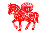馬馱財(cái)寶剪紙圖
