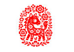 紅色剪紙風(fēng)生肖馬圖案