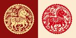 馬年剪紙圖案設計素材