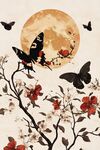 月夜蝶舞花枝圖