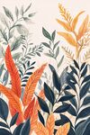 多彩植物葉片插畫(huà)