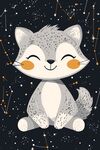 可愛灰狐坐于星空之下
