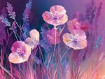 夢幻粉紫花卉插畫