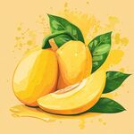 金黃甜潤的誘人芒果插畫