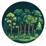 靜謐夜森林插畫