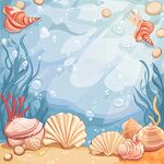 海底貝殼海洋元素插畫背景
