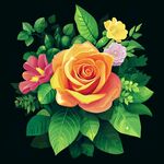 絢麗多彩花卉插畫