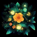 夢幻夜光花卉插畫