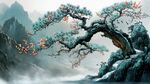 蒼松傲立山水間