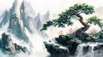 黃山迎客松山水美景圖