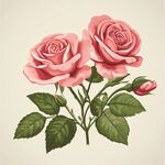 兩朵柔美粉色玫瑰花插畫