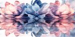 夢(mèng)幻水彩花卉倒影美景