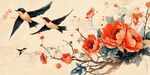 雙燕伴花圖