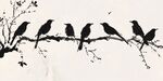 枝頭群鳥(niǎo)剪影