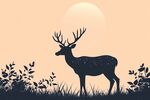 夕陽(yáng)下的鹿剪影