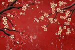 紅墻綻放的爛漫花枝