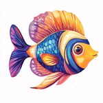 多彩夢幻熱帶魚插畫