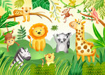 卡通森林可愛動物樂園兒童背景墻