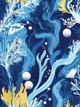 海洋奇幻植物圖案背景