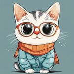 戴眼鏡圍圍巾的可愛(ài)小貓
