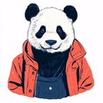 穿紅衣的時尚熊貓形象