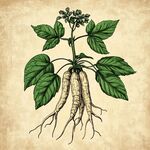 手繪人參植株插畫(huà)