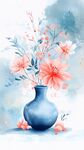 藍(lán)色花瓶中的柔美花卉