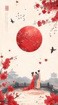 古風(fēng)月下情侶浪漫相依