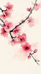 水墨桃花枝景圖