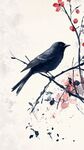 水墨枝頭鳥(niǎo)