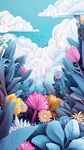 夢幻花卉云海插畫風(fēng)景