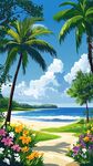 熱帶海濱小徑的繽紛美景