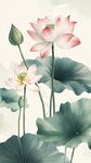 水墨風(fēng)荷花綻放圖