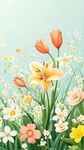 春日爛漫花卉插畫