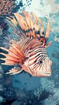 海底斑斕獅子魚插畫
