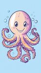 可愛微笑章魚插畫