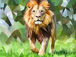 幾何風(fēng)格雄獅漫步草原